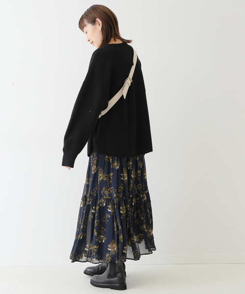SLOBE IENA(スローブイエナ)の「ウォッシャブルミラノクルーネックプルオーバー◆(ニット/セーター・レディース・ホワイト/ブラック/グレー系その他/オレンジ・FREE)」の8枚目の写真