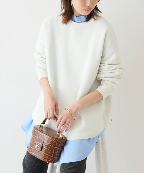 SLOBE IENA(スローブイエナ)の「ウォッシャブルミラノクルーネックプルオーバー◆(ニット/セーター・レディース・ホワイト/ブラック/グレー系その他/オレンジ・FREE)」の22枚目の写真