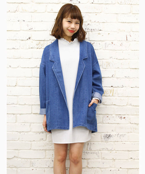 Kastane（カスタネ）の「【Kastane】BIGジャケット（テーラードジャケット・レディース・ライトグレー/ブルー/サーモンピンク/ライトベージュ・FREE）」の4枚目の写真