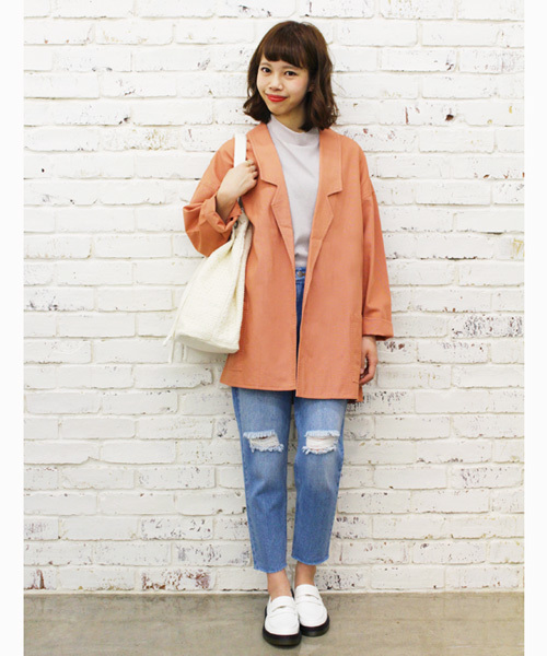 Kastane（カスタネ）の「【Kastane】BIGジャケット（テーラードジャケット・レディース・ライトグレー/ブルー/サーモンピンク/ライトベージュ・FREE）」の14枚目の写真