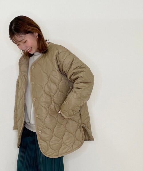 Cutie Blonde（キューティーブロンド）の「◆【S-L】キルトパイピングライトジャケット（その他アウター・レディース・ブラック/カーキ/ベージュ・01/02/03）」の14枚目の写真