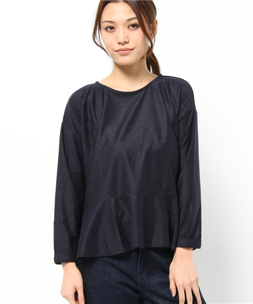 OUTLET（アウトレット）の「【CIAOPANIC TYPY】T/Rバイヤスペプラムプルオーバー（Tシャツ/カットソー・レディース・ブラック/ネイビー/オフホワイト・FREE）」の3枚目の写真