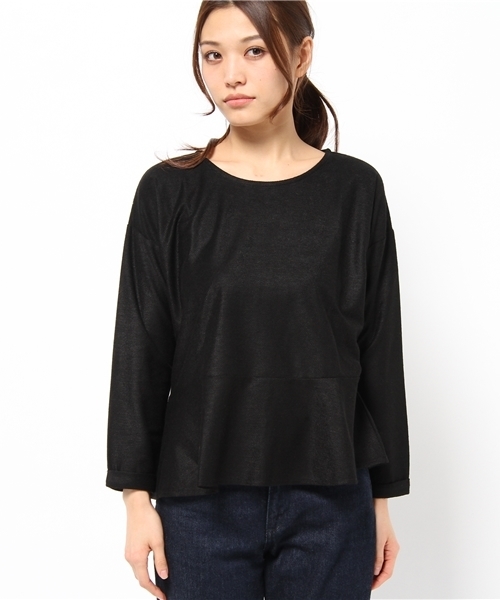 OUTLET（アウトレット）の「【CIAOPANIC TYPY】T/Rバイヤスペプラムプルオーバー（Tシャツ/カットソー・レディース・ブラック/ネイビー/オフホワイト・FREE）」の4枚目の写真