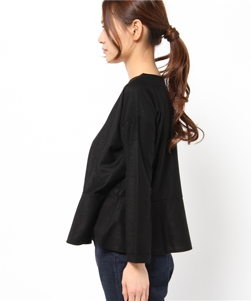 OUTLET（アウトレット）の「【CIAOPANIC TYPY】T/Rバイヤスペプラムプルオーバー（Tシャツ/カットソー・レディース・ブラック/ネイビー/オフホワイト・FREE）」の5枚目の写真