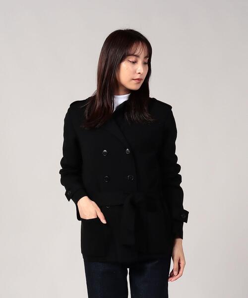 agnes b.（アニエスベー）の「L184 VESTE ニットショートトレンチコート（トレンチコート・レディース・ブラック・1/2/3）」の2枚目の写真