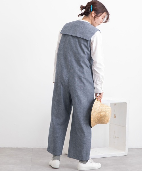 POU DOU DOU（プードゥドゥ）の「スクエアカラーオールインワン（つなぎ/オールインワン・レディース・ブラック/ネイビー/キナリ・3）」の5枚目の写真