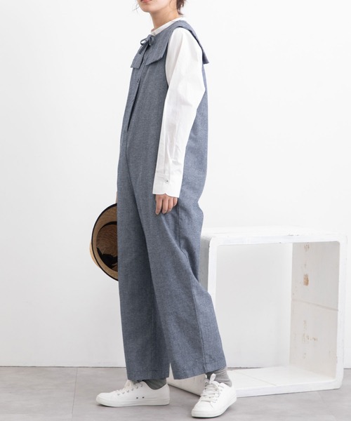 POU DOU DOU（プードゥドゥ）の「スクエアカラーオールインワン（つなぎ/オールインワン・レディース・ブラック/ネイビー/キナリ・3）」の7枚目の写真