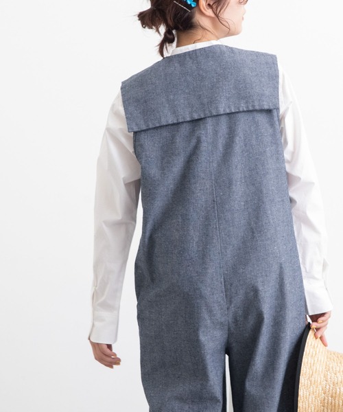 POU DOU DOU（プードゥドゥ）の「スクエアカラーオールインワン（つなぎ/オールインワン・レディース・ブラック/ネイビー/キナリ・3）」の9枚目の写真