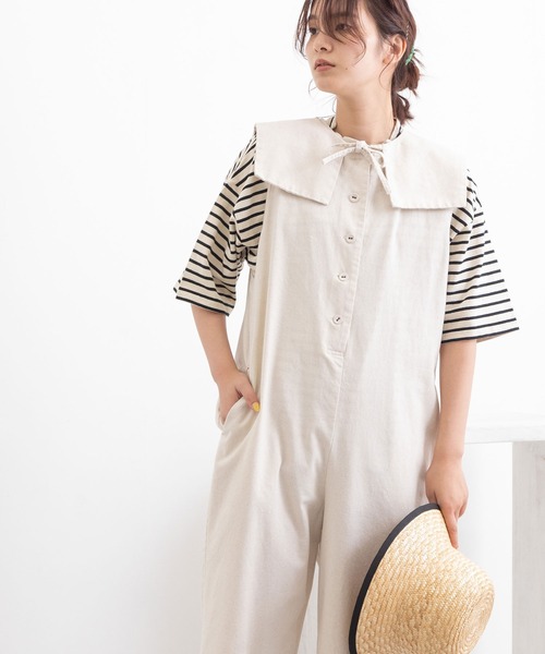 POU DOU DOU（プードゥドゥ）の「スクエアカラーオールインワン（つなぎ/オールインワン・レディース・ブラック/ネイビー/キナリ・3）」の17枚目の写真