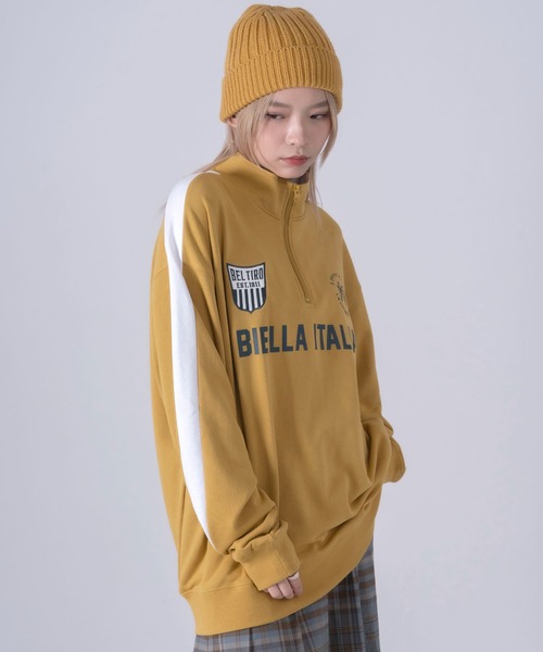 FILA（フィラ）の「FILA フィラ ブランドロゴ ツイルワッペン 刺繍 プリント 裏毛 ハーフジップ 長袖 スウェット トレーナー（スウェット・メンズ・ホワイト/ブラック/ネイビー/ピンク系その他/ブラック系その他/マスタード/ブルー・LL/M/L）」の12枚目の写真