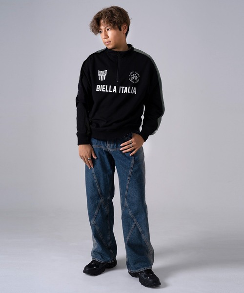 FILA（フィラ）の「FILA フィラ ブランドロゴ ツイルワッペン 刺繍 プリント 裏毛 ハーフジップ 長袖 スウェット トレーナー（スウェット・メンズ・ホワイト/ブラック/ネイビー/ピンク系その他/ブラック系その他/マスタード/ブルー・LL/M/L）」の15枚目の写真