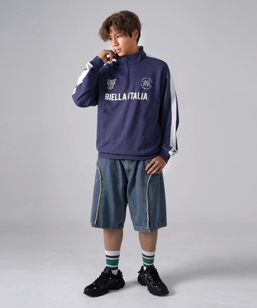 FILA（フィラ）の「FILA フィラ ブランドロゴ ツイルワッペン 刺繍 プリント 裏毛 ハーフジップ 長袖 スウェット トレーナー（スウェット・メンズ・ホワイト/ブラック/ネイビー/ピンク系その他/ブラック系その他/マスタード/ブルー・LL/M/L）」の18枚目の写真