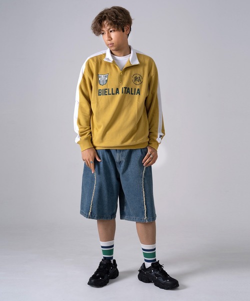 FILA（フィラ）の「FILA フィラ ブランドロゴ ツイルワッペン 刺繍 プリント 裏毛 ハーフジップ 長袖 スウェット トレーナー（スウェット・メンズ・ホワイト/ブラック/ネイビー/ピンク系その他/ブラック系その他/マスタード/ブルー・LL/M/L）」の22枚目の写真