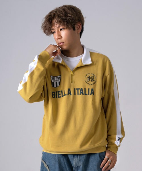 FILA（フィラ）の「FILA フィラ ブランドロゴ ツイルワッペン 刺繍 プリント 裏毛 ハーフジップ 長袖 スウェット トレーナー（スウェット・メンズ・ホワイト/ブラック/ネイビー/ピンク系その他/ブラック系その他/マスタード/ブルー・LL/M/L）」の21枚目の写真