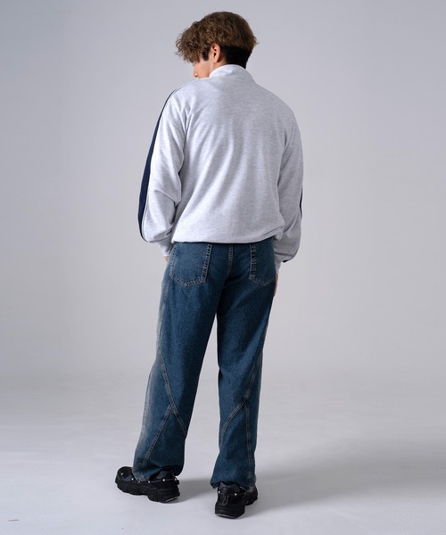 FILA（フィラ）の「FILA フィラ ブランドロゴ ツイルワッペン 刺繍 プリント 裏毛 ハーフジップ 長袖 スウェット トレーナー（スウェット・メンズ・ホワイト/ブラック/ネイビー/ピンク系その他/ブラック系その他/マスタード/ブルー・LL/M/L）」の9枚目の写真