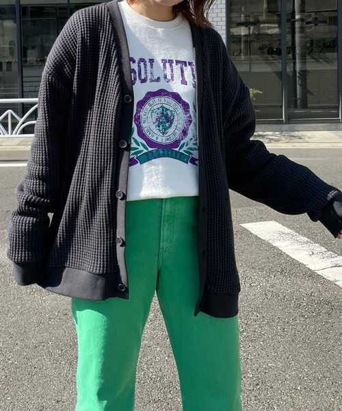 PBLIM（ページボーイリム）の「PAGEBOYLIM/カスレカレッジスウェット（スウェット・レディース・オフホワイト/ピンク/グリーン・MEDIUM/LARGE）」の12枚目の写真