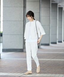 KASHIYAMA | リネンライクポリストレッチ1タックテーパードパンツ(その他パンツ)