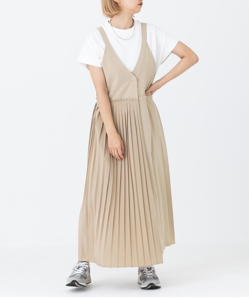 SILAS(サイラス)の「ASYMMETRIC PLEATED JUMPER SKIRT サイラスアシンメトリックプリーツジャンパースカート サロペット(ジャンパースカート・レディース・ブラック/ベージュ・ONE SIZE)」の8枚目の写真