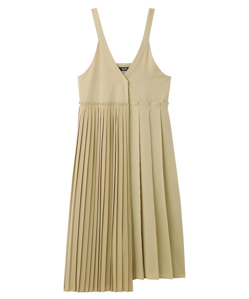 SILAS(サイラス)の「ASYMMETRIC PLEATED JUMPER SKIRT サイラスアシンメトリックプリーツジャンパースカート サロペット(ジャンパースカート・レディース・ブラック/ベージュ・ONE SIZE)」の10枚目の写真
