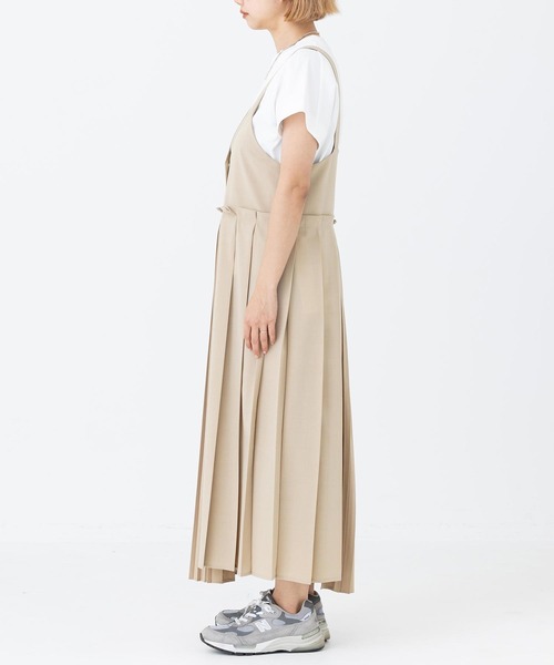 SILAS(サイラス)の「ASYMMETRIC PLEATED JUMPER SKIRT サイラスアシンメトリックプリーツジャンパースカート サロペット(ジャンパースカート・レディース・ブラック/ベージュ・ONE SIZE)」の5枚目の写真