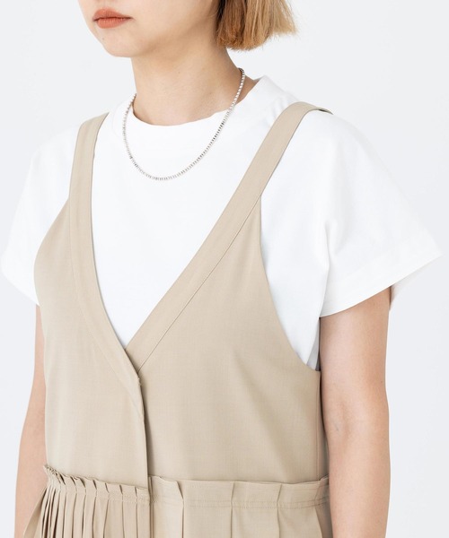 SILAS(サイラス)の「ASYMMETRIC PLEATED JUMPER SKIRT サイラスアシンメトリックプリーツジャンパースカート サロペット(ジャンパースカート・レディース・ブラック/ベージュ・ONE SIZE)」の18枚目の写真