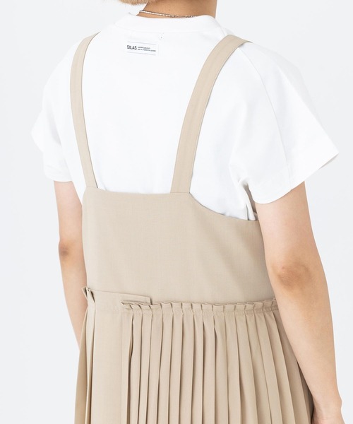 SILAS(サイラス)の「ASYMMETRIC PLEATED JUMPER SKIRT サイラスアシンメトリックプリーツジャンパースカート サロペット(ジャンパースカート・レディース・ブラック/ベージュ・ONE SIZE)」の14枚目の写真