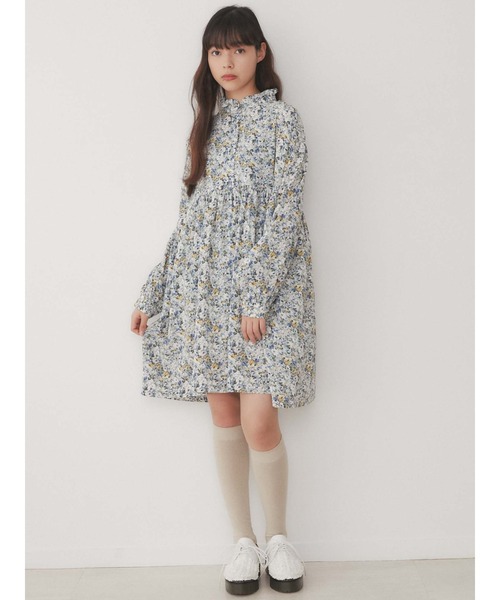 merry jenny（メリージェニー）の「flowerフリルスタンドカラーミニワンピース（ワンピース・レディース・ピンク/ブルー・FREE）」の17枚目の写真