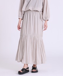INED CLARO | ギャザーロングスカート【セットアップ対応】(スカート)