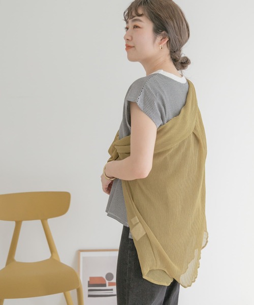 ITEMS URBANRESEARCH（アイテムズ アーバンリサーチ）の「クルーネックボーダーノースリーブTシャツ（Tシャツ/カットソー・レディース・ホワイト系その他/ブラック系その他/グリーン系その他・FREE）」の8枚目の写真