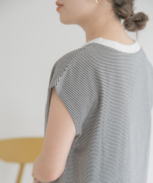 ITEMS URBANRESEARCH（アイテムズ アーバンリサーチ）の「クルーネックボーダーノースリーブTシャツ（Tシャツ/カットソー・レディース・ホワイト系その他/ブラック系その他/グリーン系その他・FREE）」の10枚目の写真