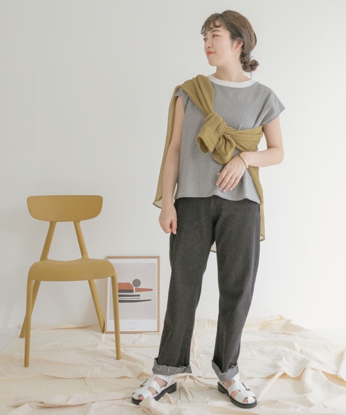 ITEMS URBANRESEARCH（アイテムズ アーバンリサーチ）の「クルーネックボーダーノースリーブTシャツ（Tシャツ/カットソー・レディース・ホワイト系その他/ブラック系その他/グリーン系その他・FREE）」の13枚目の写真