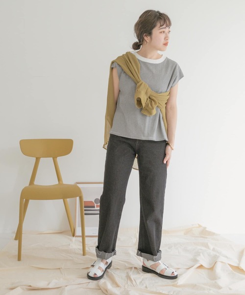 ITEMS URBANRESEARCH（アイテムズ アーバンリサーチ）の「クルーネックボーダーノースリーブTシャツ（Tシャツ/カットソー・レディース・ホワイト系その他/ブラック系その他/グリーン系その他・FREE）」の14枚目の写真