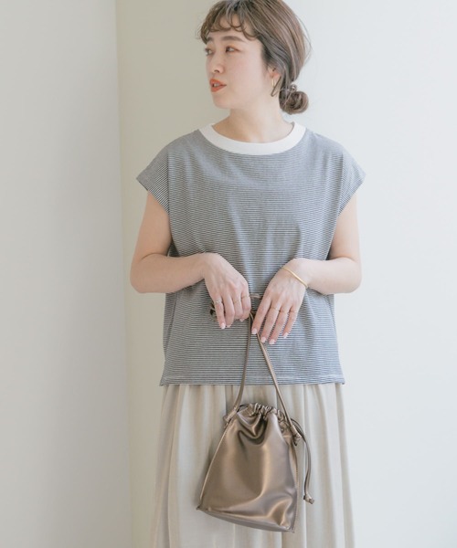 ITEMS URBANRESEARCH（アイテムズ アーバンリサーチ）の「クルーネックボーダーノースリーブTシャツ（Tシャツ/カットソー・レディース・ホワイト系その他/ブラック系その他/グリーン系その他・FREE）」の15枚目の写真