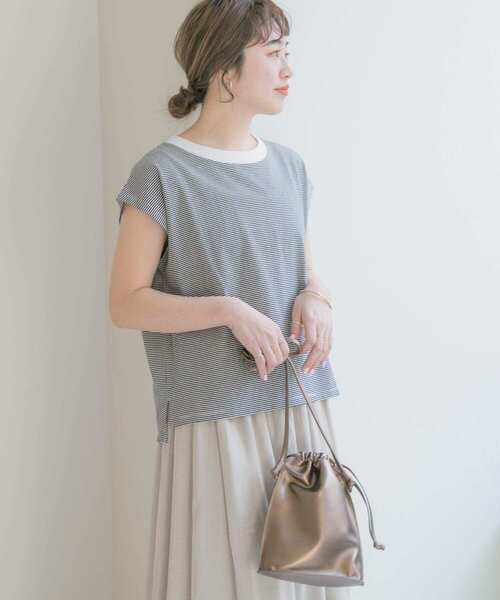 ITEMS URBANRESEARCH（アイテムズ アーバンリサーチ）の「クルーネックボーダーノースリーブTシャツ（Tシャツ/カットソー・レディース・ホワイト系その他/ブラック系その他/グリーン系その他・FREE）」の16枚目の写真