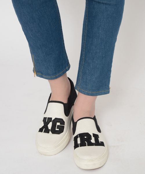 X-girl(エックスガール)の「【Zipper夏号掲載】X-girl x SUGER FREAK "SLIP-ON"(スニーカー・レディース・ホワイト/ネイビー・23cm/24cm/25cm)」の5枚目の写真