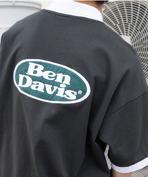 BEN DAVIS(ベンデイビス)の「【BENDAVIS/ベンデイビス】刺繍ワッペンオーバルロゴバイカラーポロシャツ/バックデザイン/ビッグシルエット(ポロシャツ・メンズ・ホワイト/チャコールグレー/ネイビー/ブラウン・M/L/XL)」の2枚目の写真