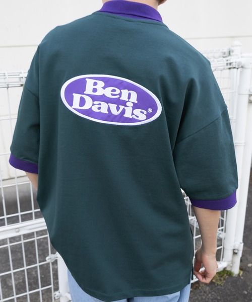 BEN DAVIS(ベンデイビス)の「【BENDAVIS/ベンデイビス】刺繍ワッペンオーバルロゴバイカラーポロシャツ/バックデザイン/ビッグシルエット(ポロシャツ・メンズ・ホワイト/チャコールグレー/ネイビー/ブラウン・M/L/XL)」の6枚目の写真