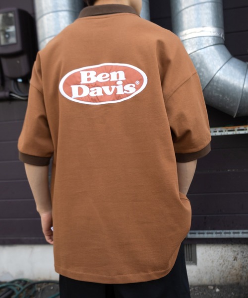 BEN DAVIS(ベンデイビス)の「【BENDAVIS/ベンデイビス】刺繍ワッペンオーバルロゴバイカラーポロシャツ/バックデザイン/ビッグシルエット(ポロシャツ・メンズ・ホワイト/チャコールグレー/ネイビー/ブラウン・M/L/XL)」の8枚目の写真
