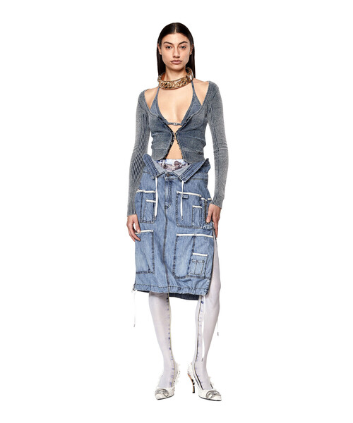 ディーゼル DIESEL スカート デニム ミディ丈 マルチポケット DIESEL（ディーゼル）の「レディース デニムスカート ミディ丈