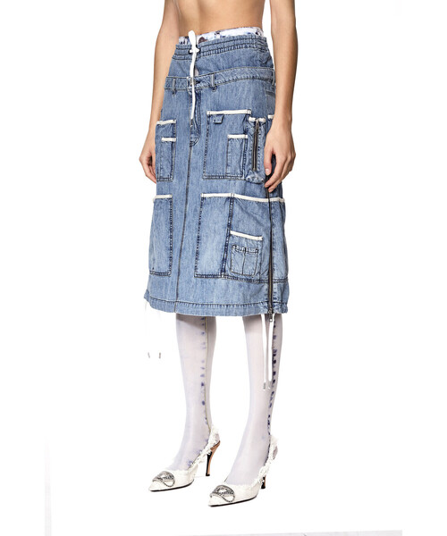 ディーゼル DIESEL スカート デニム ミディ丈 マルチポケット DIESEL（ディーゼル）の「レディース デニムスカート ミディ丈