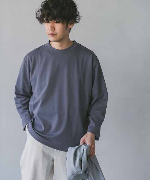 URBAN RESEARCH DOORS（アーバンリサーチドアーズ）の「ポンチ8分袖Tシャツ（Tシャツ/カットソー・メンズ・スミクロ/ブルー系その他/カーキ/ホワイト・40/38）」の4枚目の写真