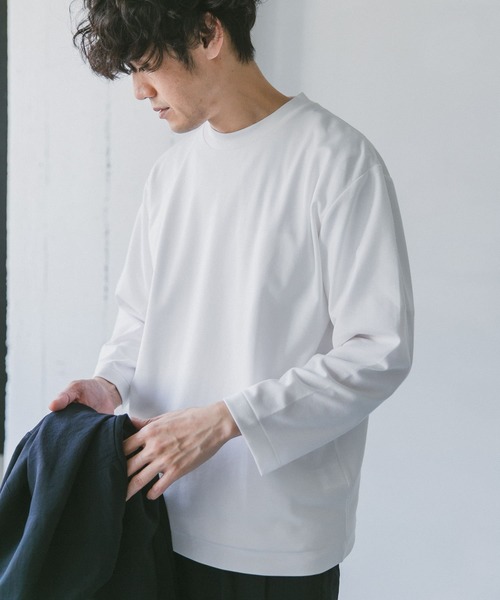 URBAN RESEARCH DOORS（アーバンリサーチドアーズ）の「ポンチ8分袖Tシャツ（Tシャツ/カットソー・メンズ・スミクロ/ブルー系その他/カーキ/ホワイト・40/38）」の2枚目の写真