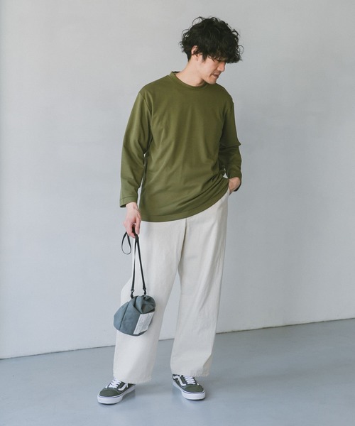 URBAN RESEARCH DOORS（アーバンリサーチドアーズ）の「ポンチ8分袖Tシャツ（Tシャツ/カットソー・メンズ・スミクロ/ブルー系その他/カーキ/ホワイト・40/38）」の6枚目の写真