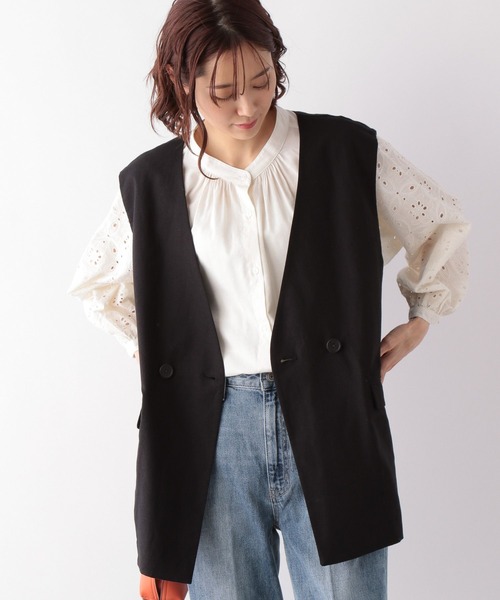 GLOBAL WORK(グローバルワーク)の「フレンチリネンコンジレ/272134(その他アウター・レディース・ブラック/グレイッシュベージュ/グリーン・FREE)」の4枚目の写真