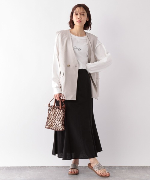 GLOBAL WORK(グローバルワーク)の「フレンチリネンコンジレ/272134(その他アウター・レディース・ブラック/グレイッシュベージュ/グリーン・FREE)」の12枚目の写真