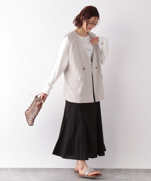 GLOBAL WORK(グローバルワーク)の「フレンチリネンコンジレ/272134(その他アウター・レディース・ブラック/グレイッシュベージュ/グリーン・FREE)」の20枚目の写真