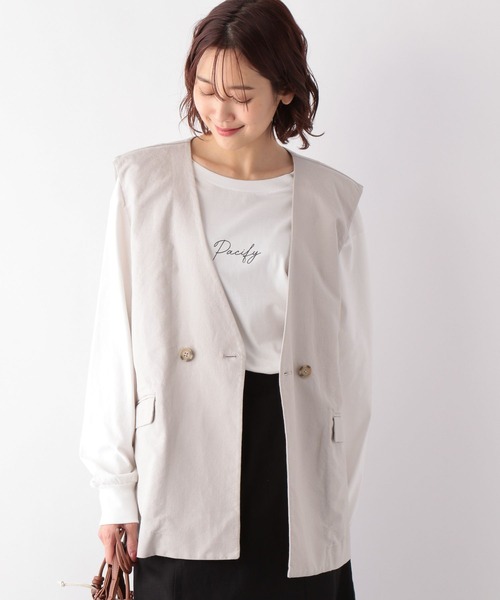 GLOBAL WORK(グローバルワーク)の「フレンチリネンコンジレ/272134(その他アウター・レディース・ブラック/グレイッシュベージュ/グリーン・FREE)」の10枚目の写真