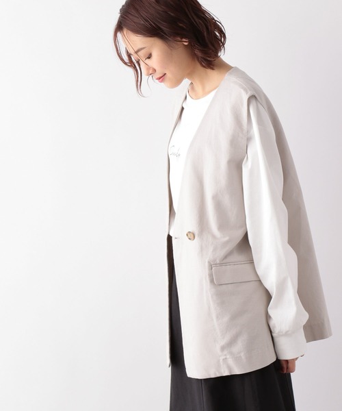 GLOBAL WORK(グローバルワーク)の「フレンチリネンコンジレ/272134(その他アウター・レディース・ブラック/グレイッシュベージュ/グリーン・FREE)」の8枚目の写真