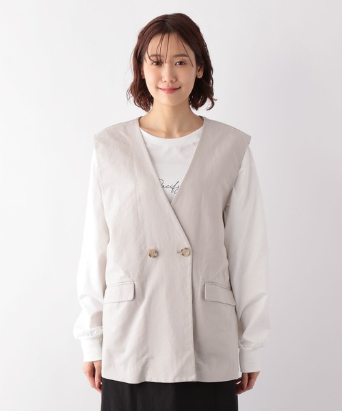 GLOBAL WORK(グローバルワーク)の「フレンチリネンコンジレ/272134(その他アウター・レディース・ブラック/グレイッシュベージュ/グリーン・FREE)」の15枚目の写真