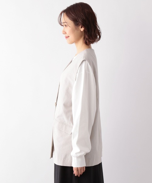 GLOBAL WORK(グローバルワーク)の「フレンチリネンコンジレ/272134(その他アウター・レディース・ブラック/グレイッシュベージュ/グリーン・FREE)」の5枚目の写真